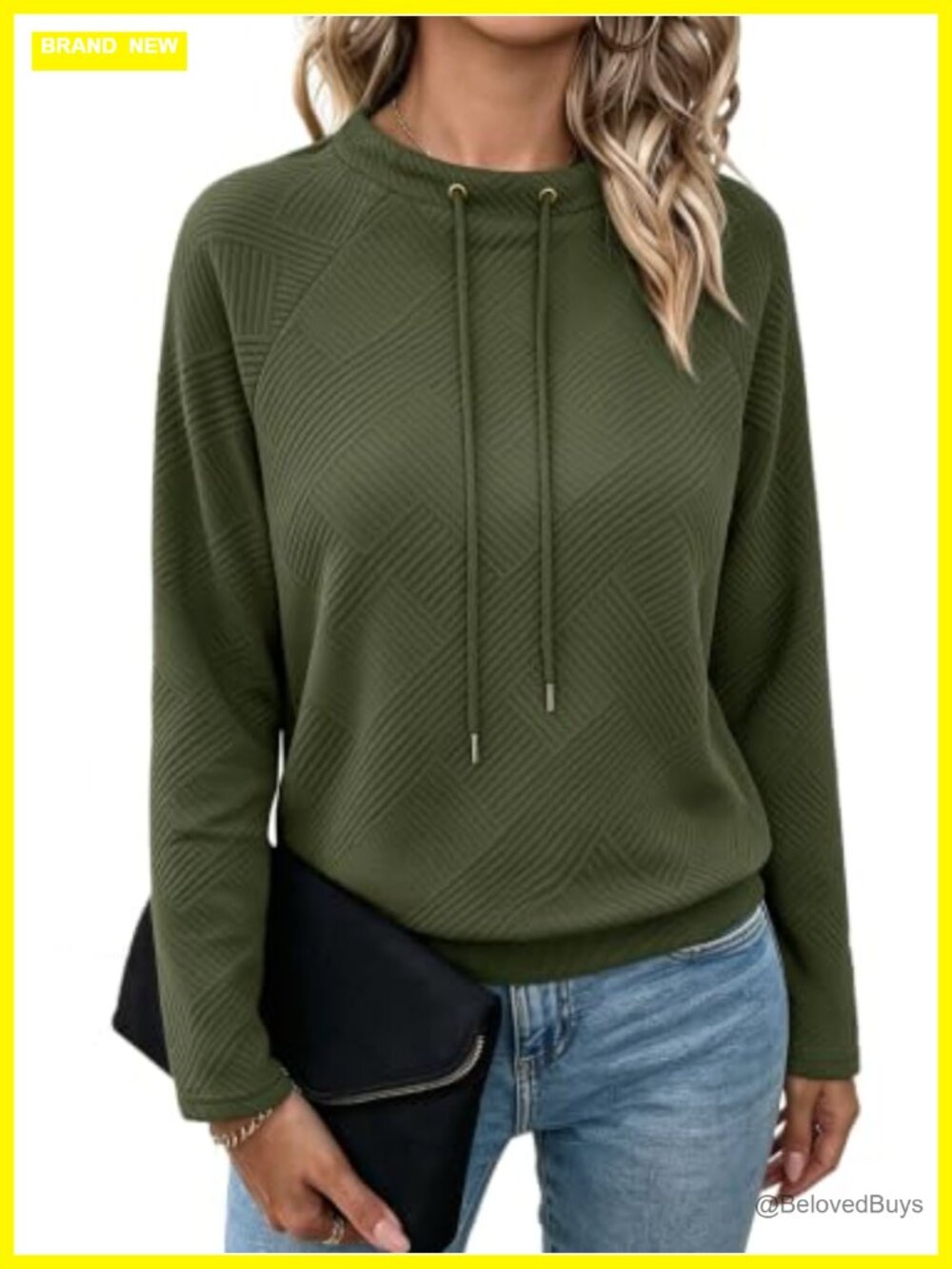 Women's Textured Geometric Sweatshirt Raglan Sleeve Loose Fit Pullover
